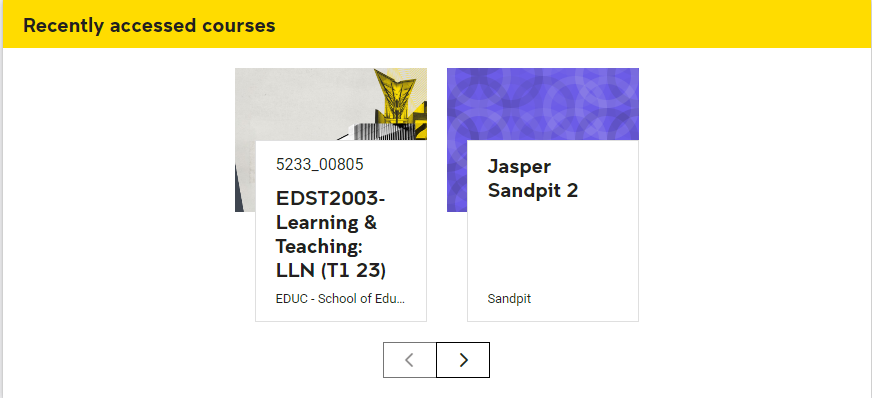 moodle recently accessed courses section